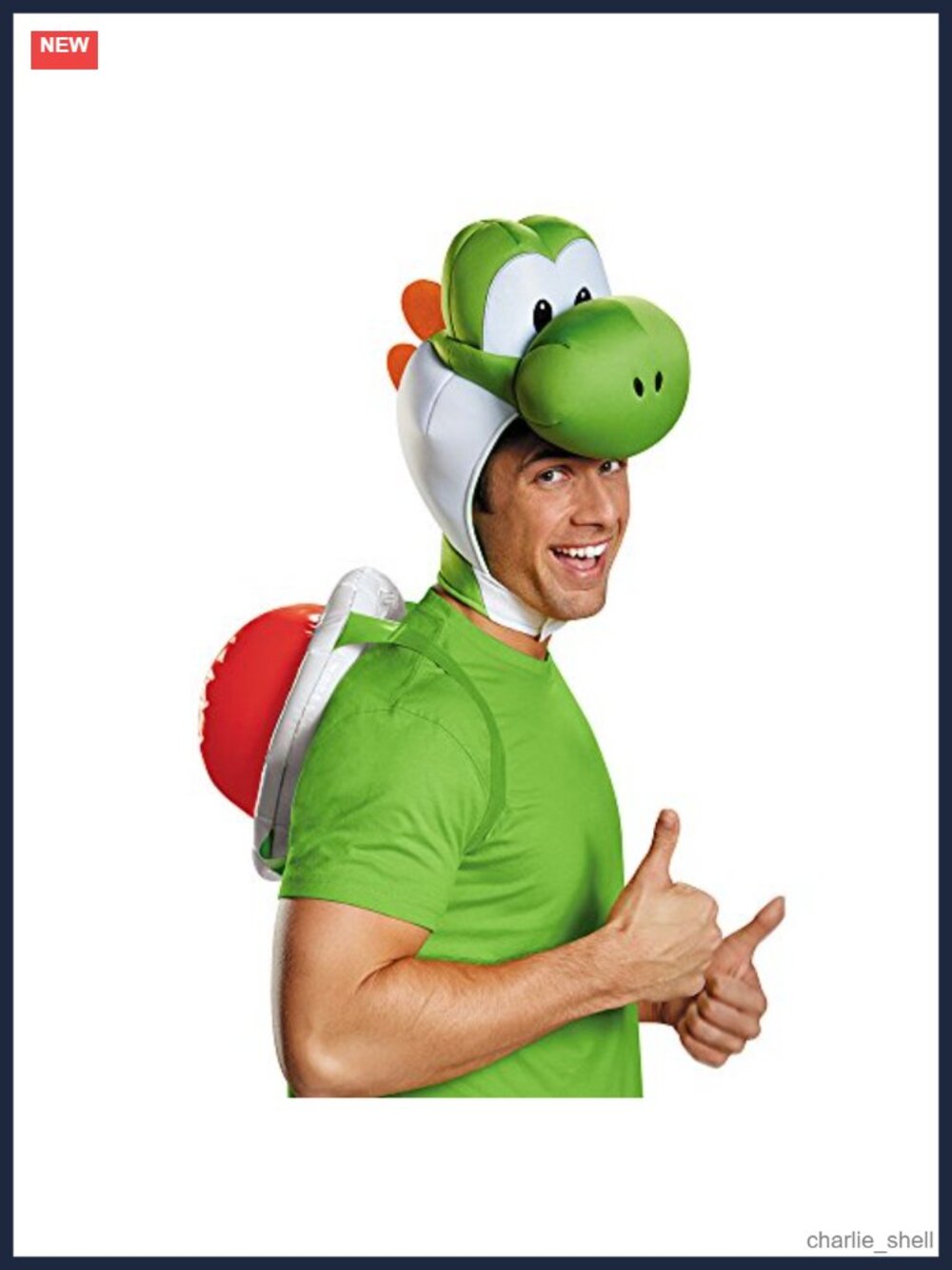 Men's Yoshi Costume Accessory Kit Inflatable Shell Headpiece Halloween Cosplay